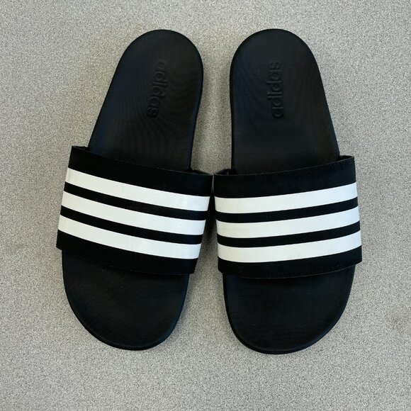 Adidas Men's Size 7 Adilette Shower Slides Black & White - Picture 3 of 6